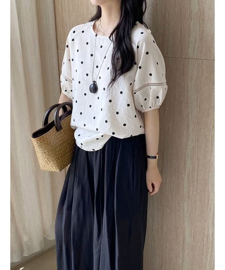 dot airy blouse / 2color　hm2402