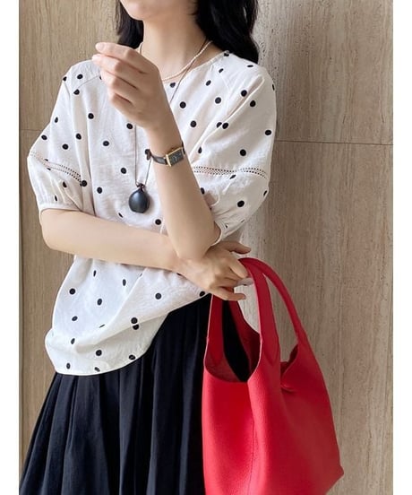 dot airy blouse / 2color　hm2402