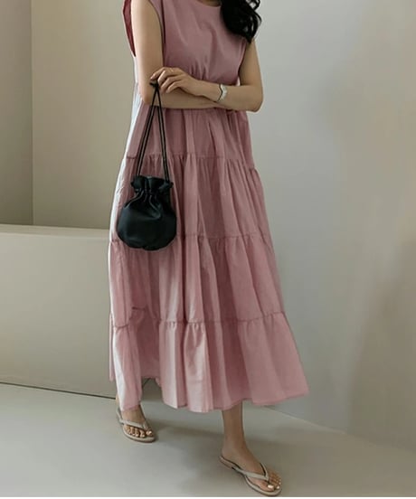 tiered cotton dress / 4color　hm2907