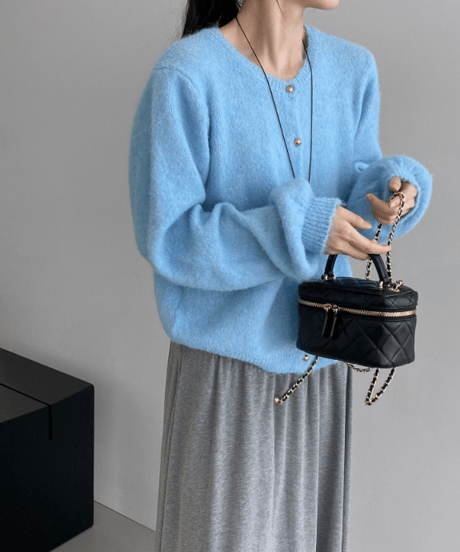 fluffy knit cardigan  / 6color　hm2630