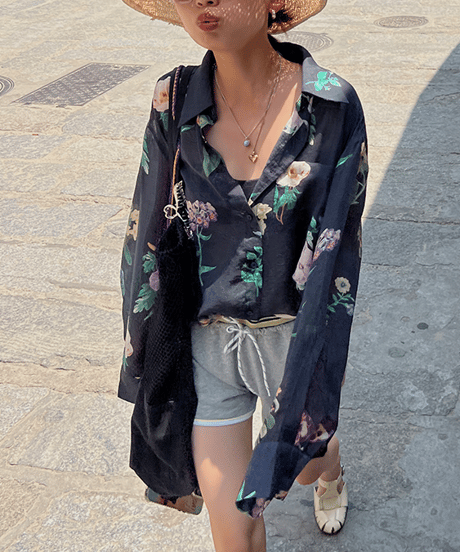 botanical sheer shirt / 2color　hm1882