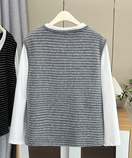 layered stripe top / 2color　hm2610