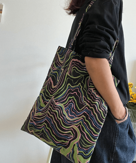 wave pattern tote bag　hm2332