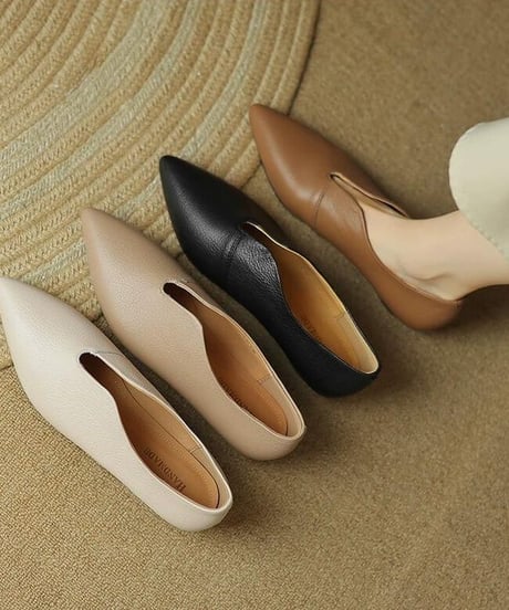 retro leather pumps / 4color　hm2494