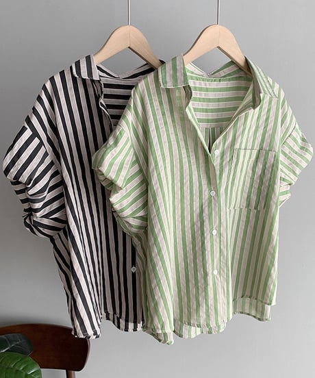 feminine stripe blouse / 2color　hm1478