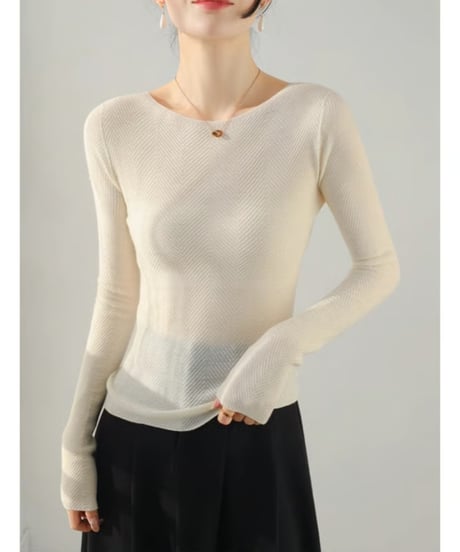 herringbone knit shirts / 4color　hm2781