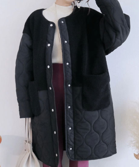 hybrid quilted coat / 3color　hm2570