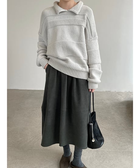 collared cropped knit / 4color　hm2719