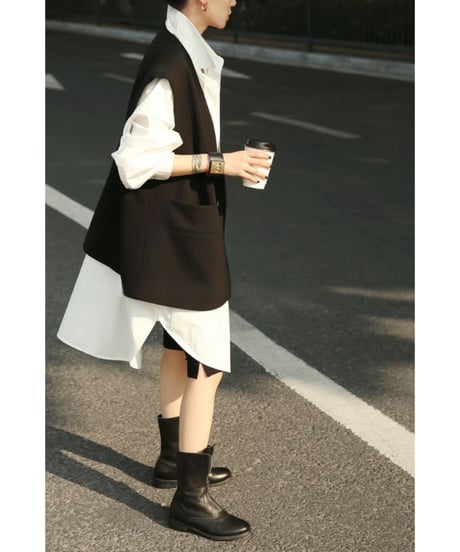 mode long vest / 2color　hm2850