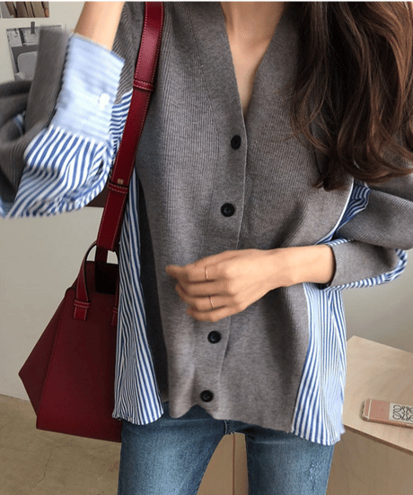 docking knit cardigan / 2color　hm2780