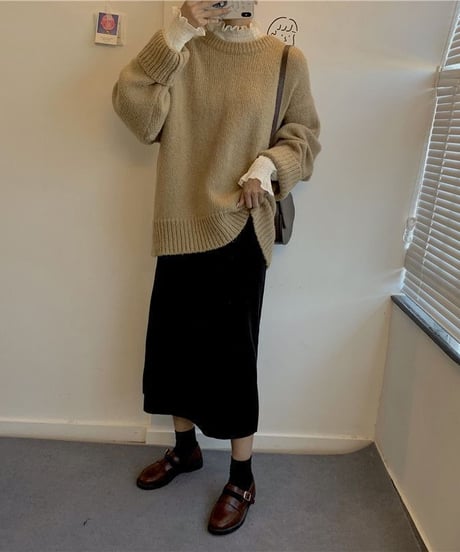 shirring high-neck blouse / 5color　hm2614