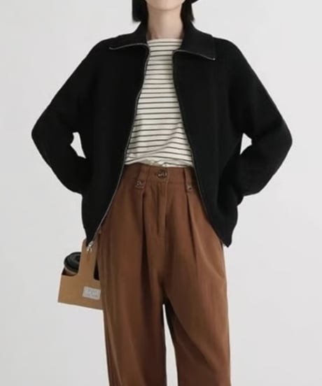 double zip cardigan / 4color　hm1830