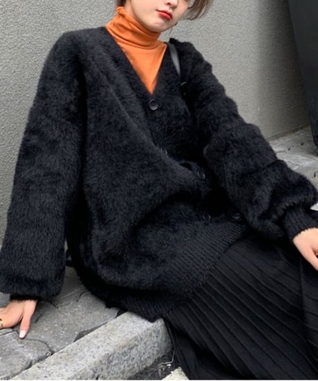 shaggy knit cardigan / 3color　hm1002