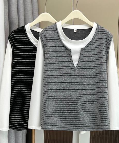 layered stripe top / 2color　hm2610