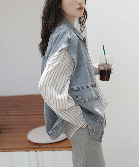 relaxed denim vest / 2color　hm2633
