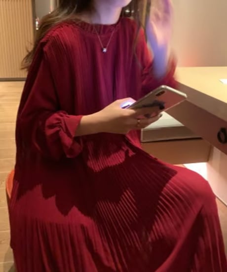 pleated long dress / 4color　hm2910