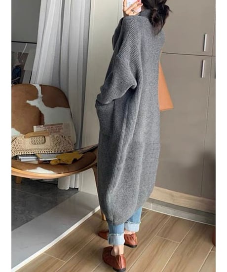 high neck long cardigan / 4color　hm1812