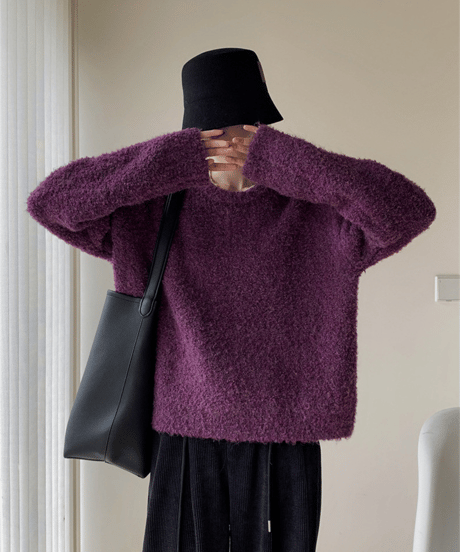 boucle crewneck knit / 6color　hm2770