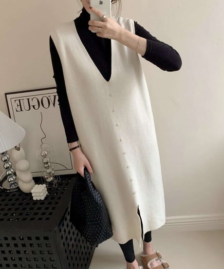 buttons vest dress / 4color　hm1846