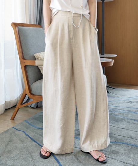 《即納》wide leg tuck pants /3color　hm1526