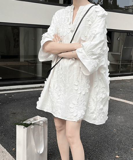 embroidered shirt dress　hm2941