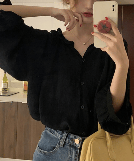 volume v-neck blouse / 2color　hm1681