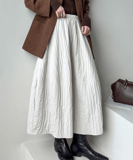wrinkled tiered skirt / 4color　hm2716