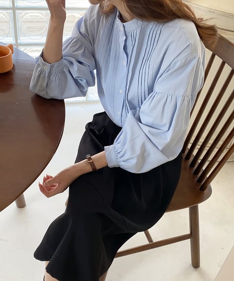 no-collar pintuck blouse / 2color　hm2838