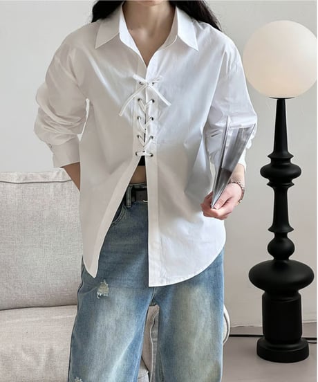lace-up front shirt　hm2064