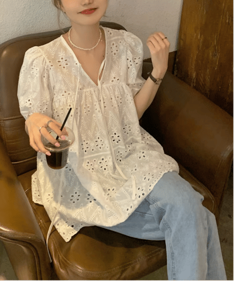 eyelet lace blouse　hm2920