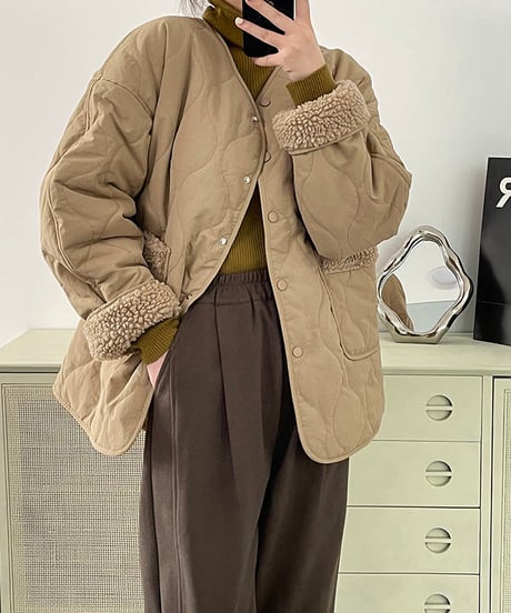 quilting boa coat / 2color　hm2709