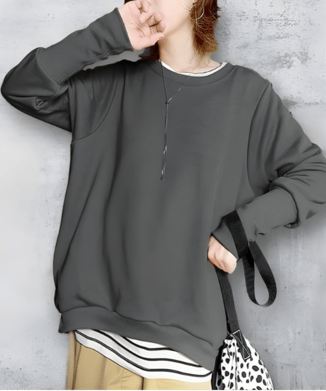 long ribbed sweatshirt  / 19color　hm2641