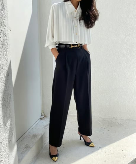 pleated cropped shirt  / 2color　hm2643