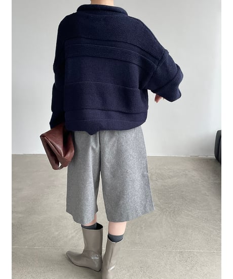 collared cropped knit / 4color　hm2719