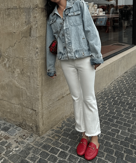 fringe denim pants / 2color　hm1694