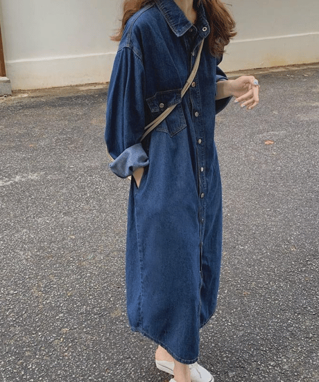 denim shirt dress　hm2917
