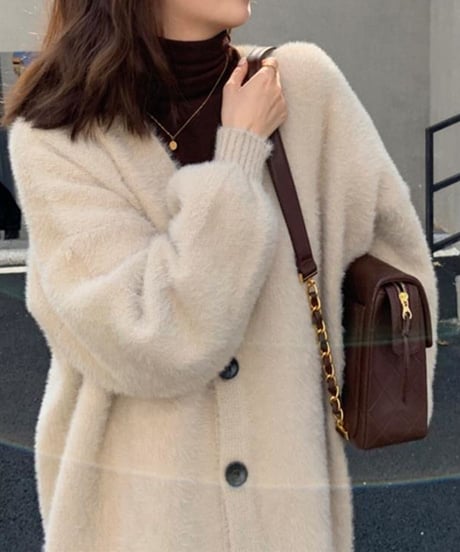 shaggy knit cardigan / 3color　hm1002