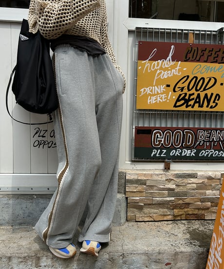 side crochet sweat pants / 2color　hm1292