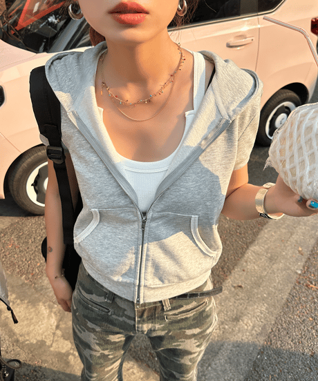 short sleeve hoodie / 2color　hm1455