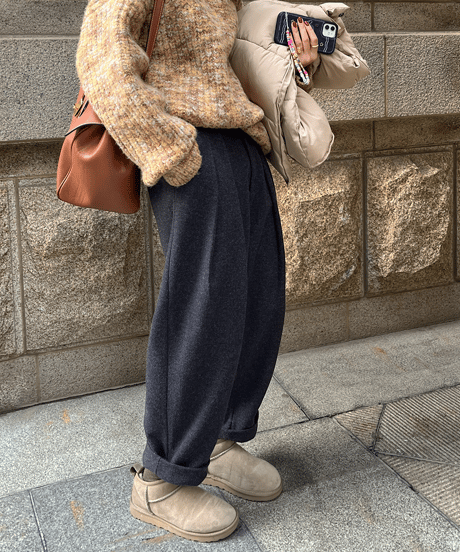 tucked cropped pants / 2color　hm1769