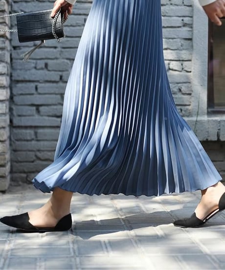 pleated long skirt / 9color　hm2133