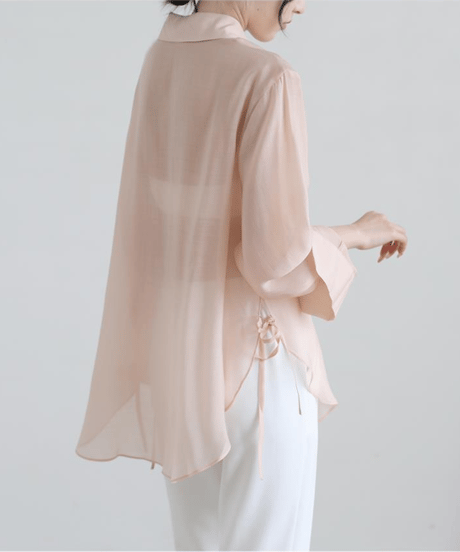 ribbon sheer shirt / 5color　hm2880*