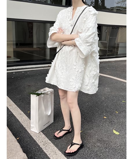 embroidered shirt dress　hm2941