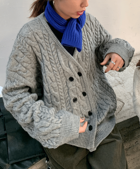 cable knit cardigan / 2color　hm1204