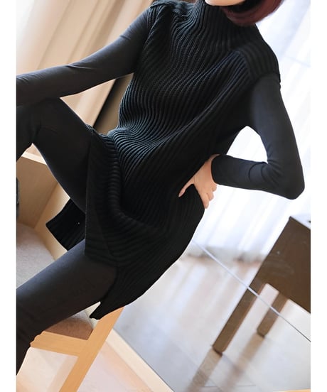 knit vest mini dress / 2color　hm1972