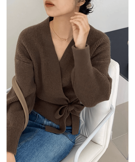 wrap knit cardigan / 5color　hm2617