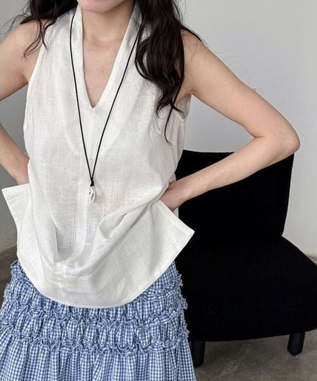 sleeveless v-neck top / 5color　hm2253