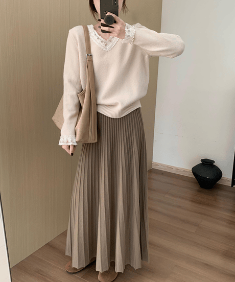 pleated knit skirt / 4color　hm2717
