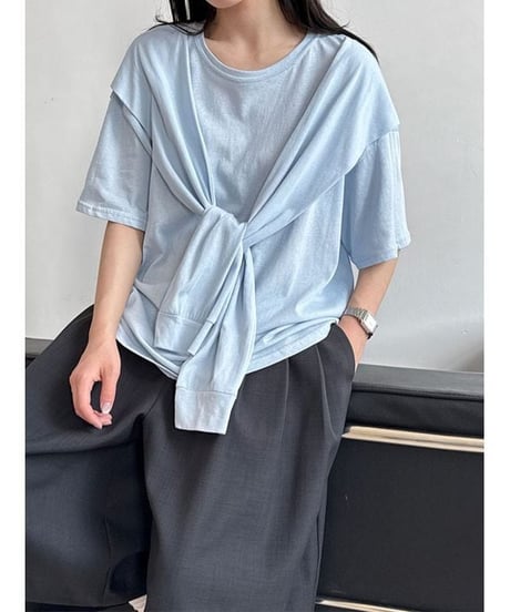 tie detail t-shirt / 3color　hm2273