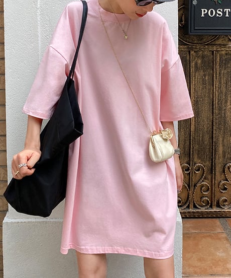 drop shoulder t-shirt dress / 3color　hm1349